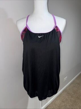 Nike Black One-Piece Swim Suit with Pink Accents
